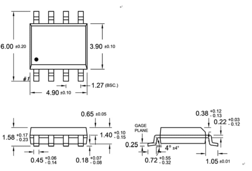 Mechanical Drawing - Taiwan Semiconductor TSM500N15CS 150V Power MOSFET
